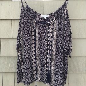 NWOT cold shoulder patrons of peace flowy blouse
